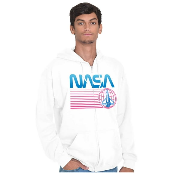 Vaporwave NASA Worm Logo Shuttle Zip Up Hoodie Men's Women's Brisco Brands X
