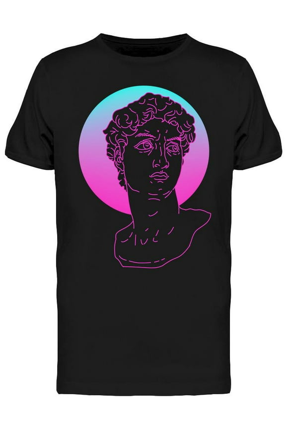 Vaporwave Neon Statue T-Shirt Men -Image by Shutterstock, Male XX-Large