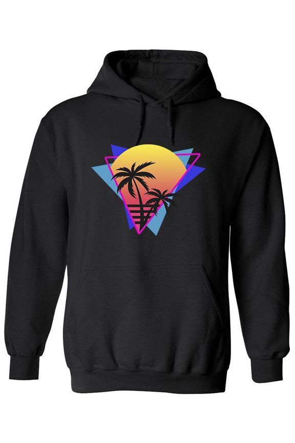 Vaporwave Palm Sunset Hoodie Men -Image by Shutterstock, Male Large