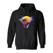 Vaporwave Palm Sunset Hoodie Men -Image by Shutterstock, Male Small