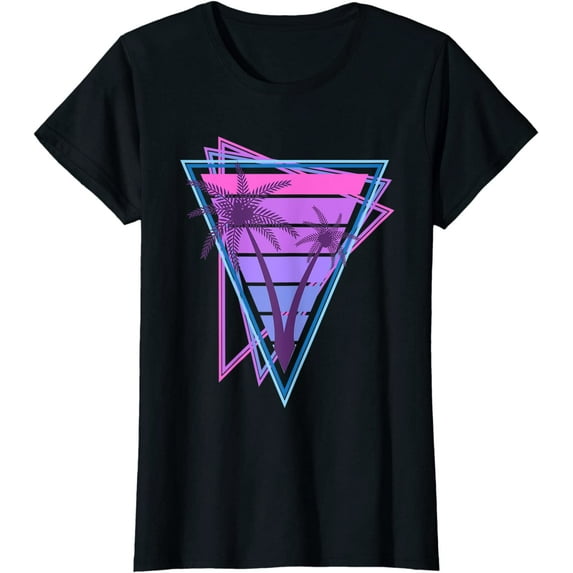 Vaporwave Palm Trees With Retro 80s and 90s Vacation Sunset T-Shirt