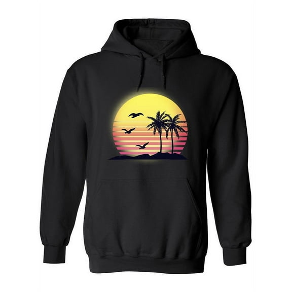 Vaporwave Palms Sunset Hoodie Women -Image by Shutterstock, Female Large