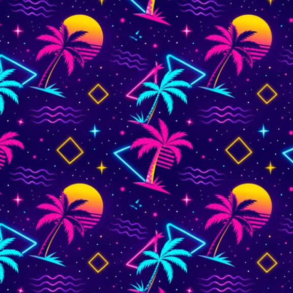 Vaporwave Peel and Stick Wallpaper 17.7in x 9.8ft Neon Sunset Grid Ocean Palm Trees Synthwave Retro Style Contact Paper Vinyl Waterproof Self Adhesive Wall Paper for Bedroom Renter Friendly