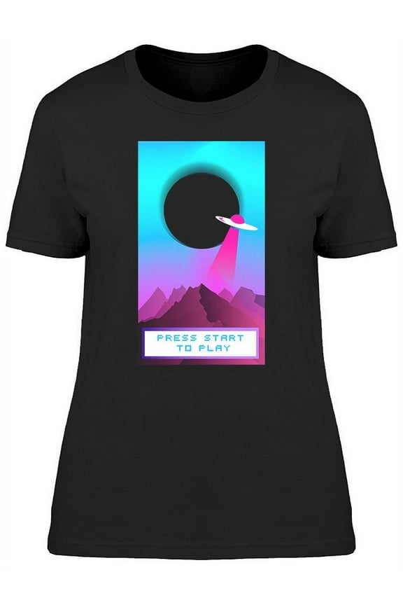 Vaporwave Press Start To Play T-Shirt Women -Image by Shutterstock, Female Small