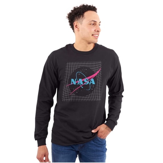 Vaporwave Retro NASA Meatball Logo Long Sleeve TShirt Men Women Brisco Brands M