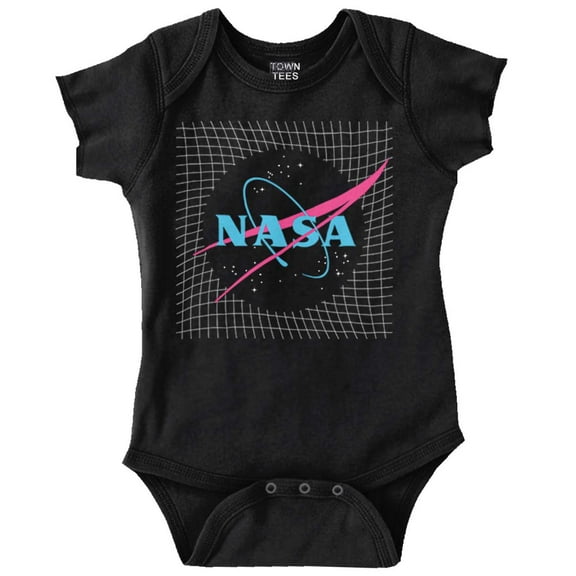 Vaporwave Retro NASA Meatball Logo Romper Boys or Girls Infant Baby Brisco Brands 12M