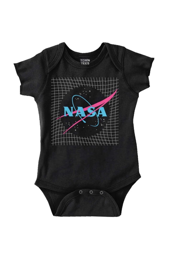 Vaporwave Retro NASA Meatball Logo Romper Boys or Girls Infant Baby Brisco Brands 18M