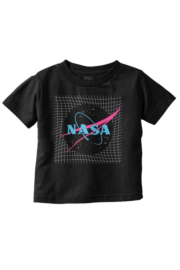 Vaporwave Retro NASA Meatball Logo Toddler Boy Girl T Shirt Infant Toddler Brisco Brands 3T