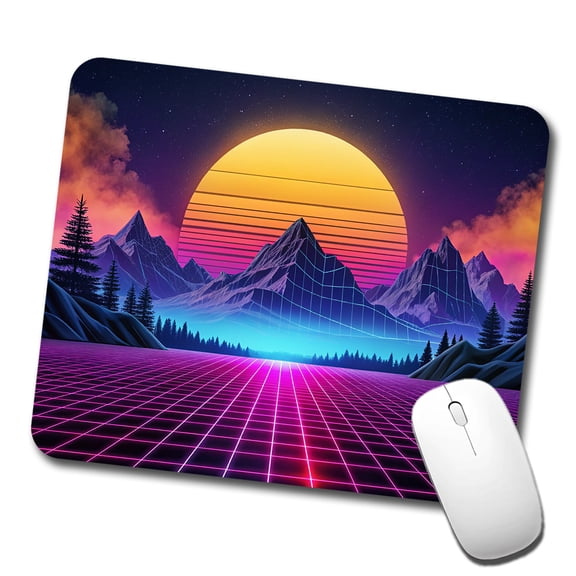Vaporwave Retro Vector Vivid Mountain Landscape Mouse Pad Low Profile Gaming Mat
