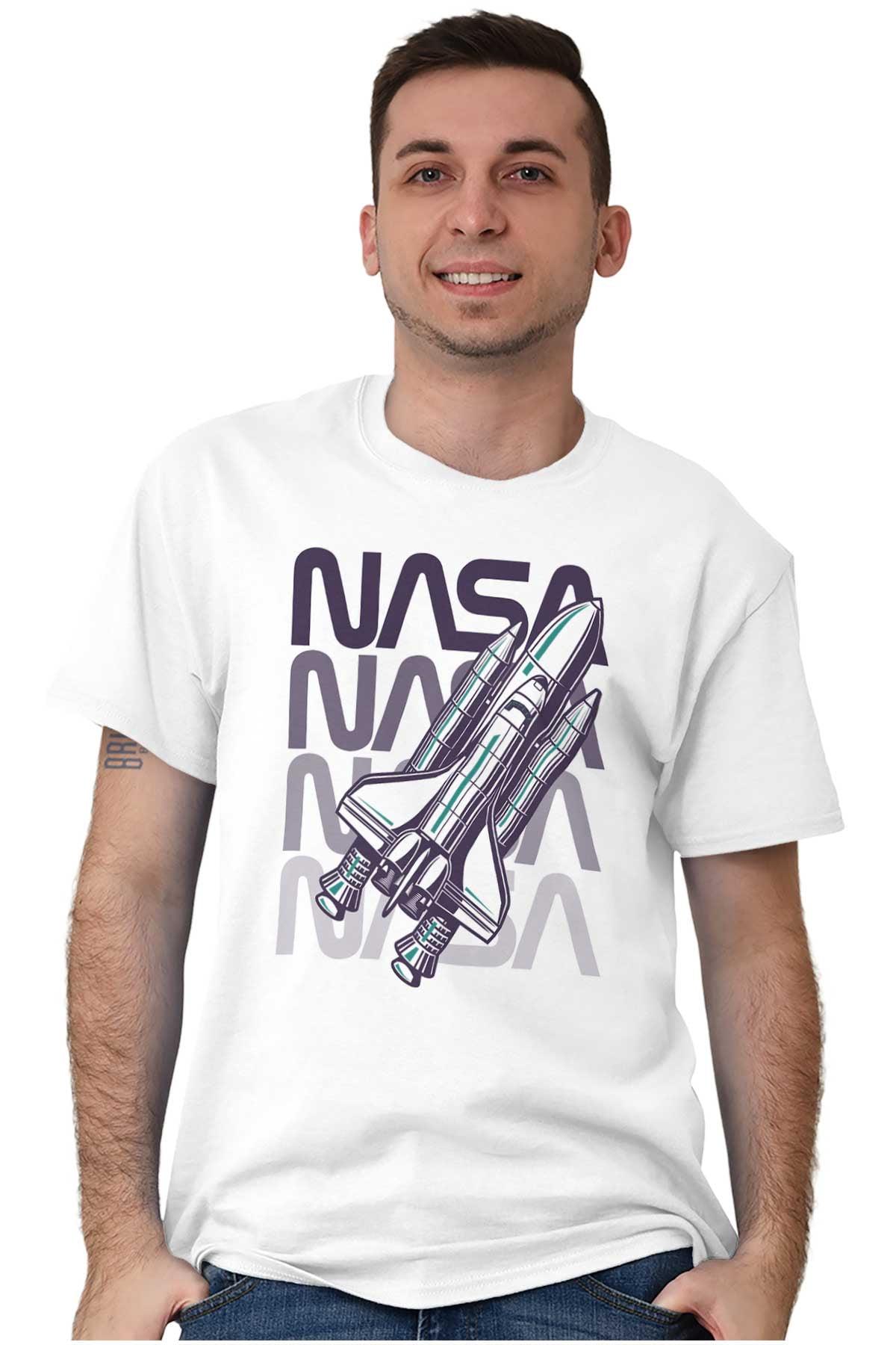 Vaporwave Shuttle NASA Worm Logo Men's Graphic T Shirt Tees Brisco ...