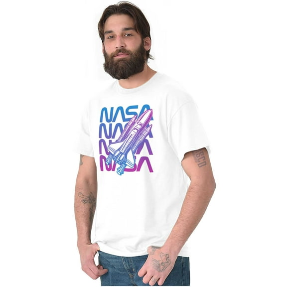 Vaporwave Shuttle NASA Worm Logo Men's Graphic T Shirt Tees Brisco Brands X