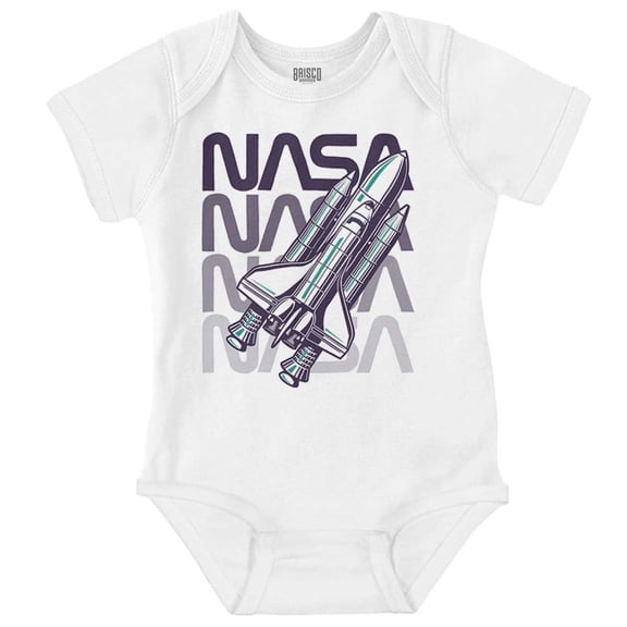 Vaporwave Shuttle NASA Worm Logo Romper Boys or Girls Infant Baby Brisco Brands NB
