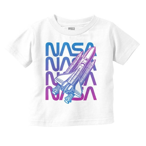 Vaporwave Shuttle NASA Worm Logo Toddler Boy Girl T Shirt Infant Toddler Brisco Brands 18M