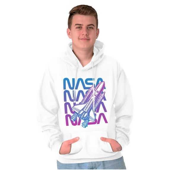 Vaporwave Shuttle NASA Worm Logo Unisex Plus Size Hoodie Brisco Brands 5X