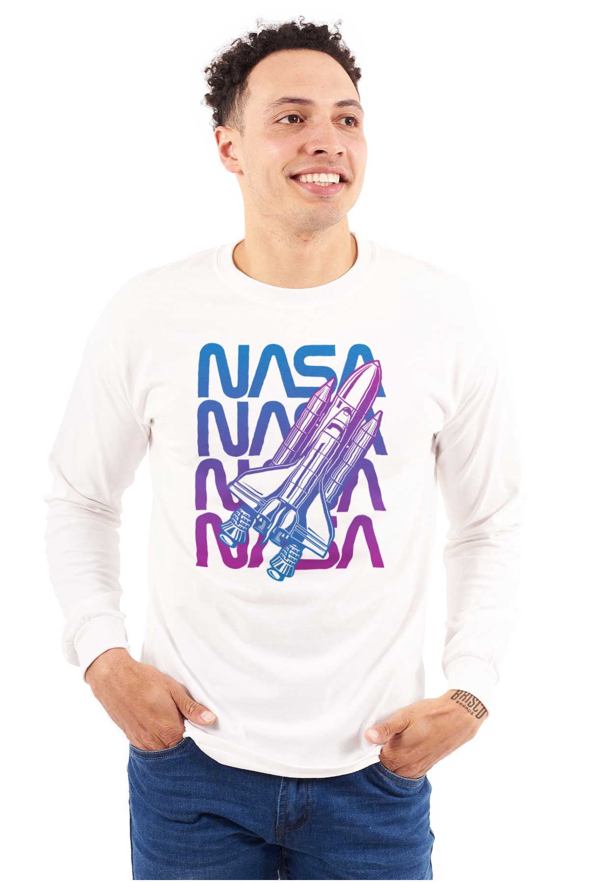 Vaporwave Shuttle NASA Worm Logo Unisex Plus Size Long Sleeve Tee Shirt ...