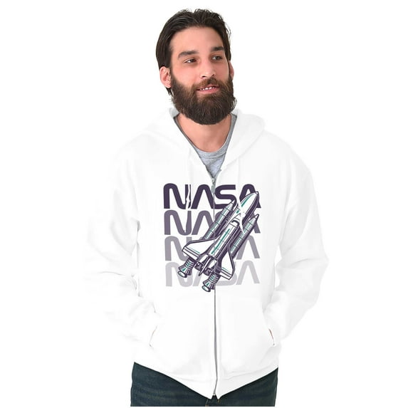 Vaporwave Shuttle NASA Worm Logo Unisex Plus Size Zip Hoodie Brisco Brands 5X