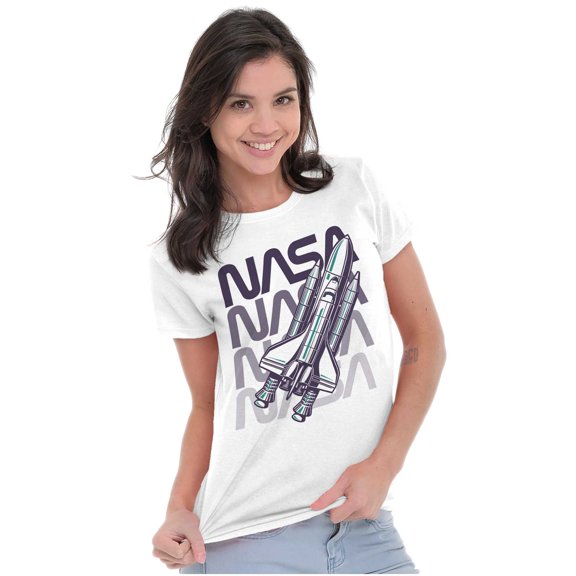 Vaporwave Shuttle NASA Worm Logo Women's T Shirt Ladies Tee Brisco Brands L