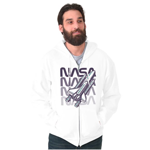 Vaporwave Shuttle NASA Worm Logo Zip Up Hoodie Men's Women's Brisco Brands M