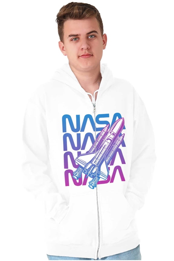 Vaporwave Shuttle NASA Worm Logo Zip Up Hoodie Men's Women's Brisco Brands X