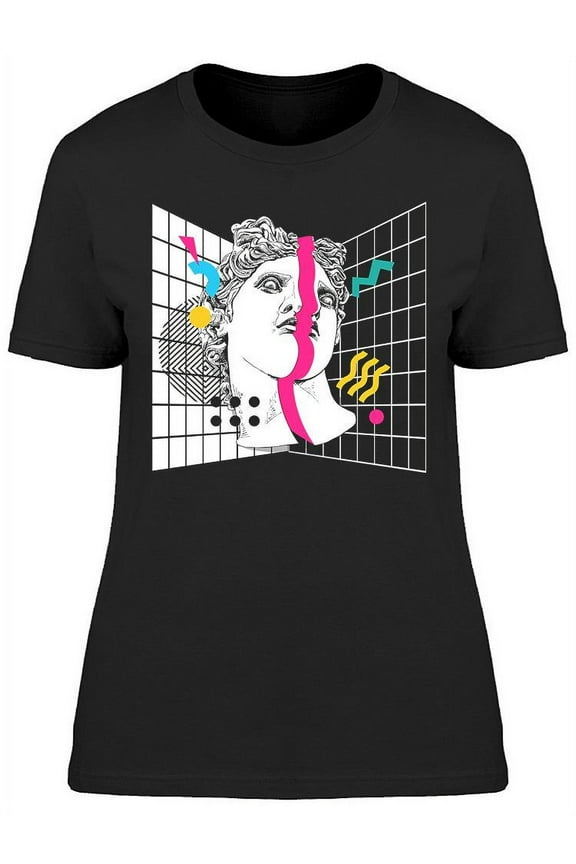 Vaporwave Statue Head Design T-Shirt Women -Image by Shutterstock, Female Medium