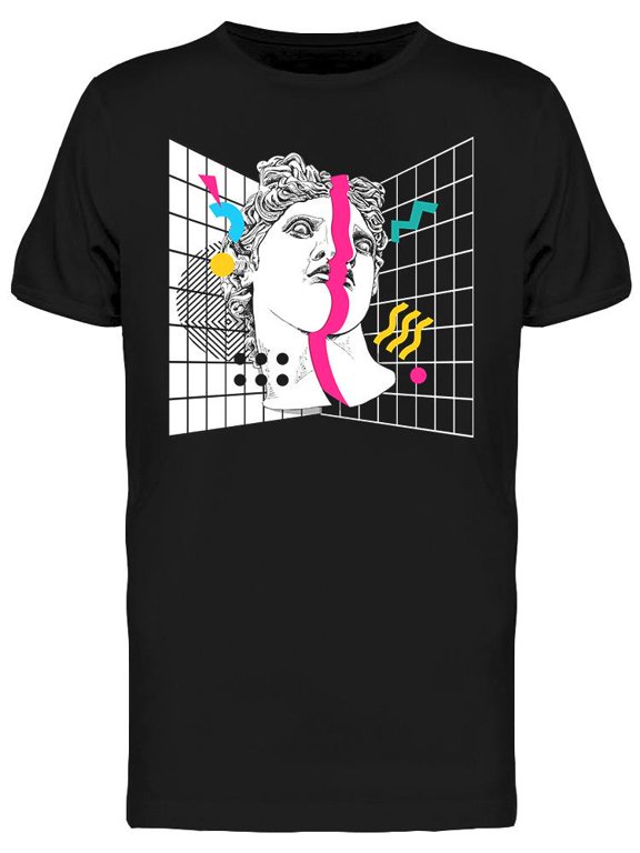 Vaporwave Statue Head T-Shirt Men -Image by Shutterstock, Male Medium
