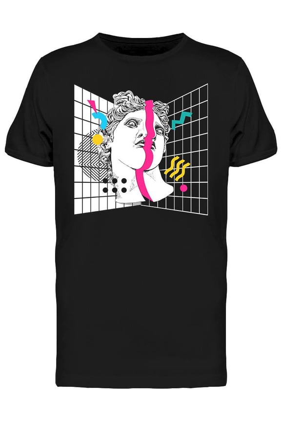 Vaporwave Statue Head T-Shirt Men -Image by Shutterstock, Male Medium