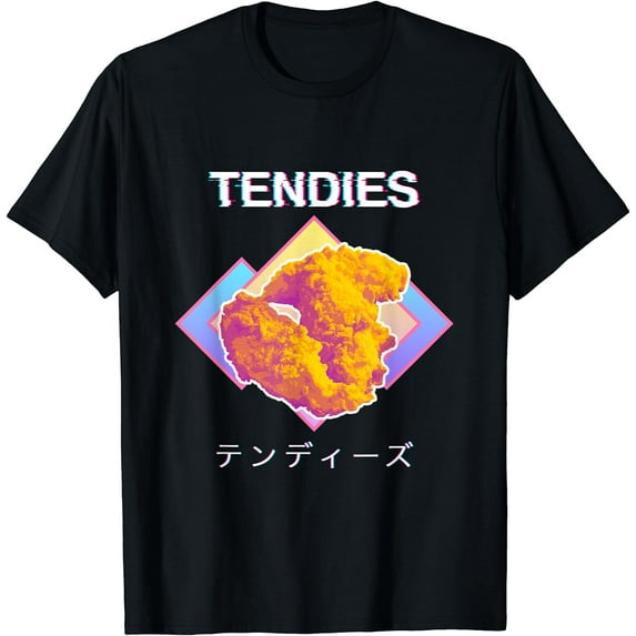 Vaporwave Tendies Chicken Tenders Japanese Kanji T-Shirt