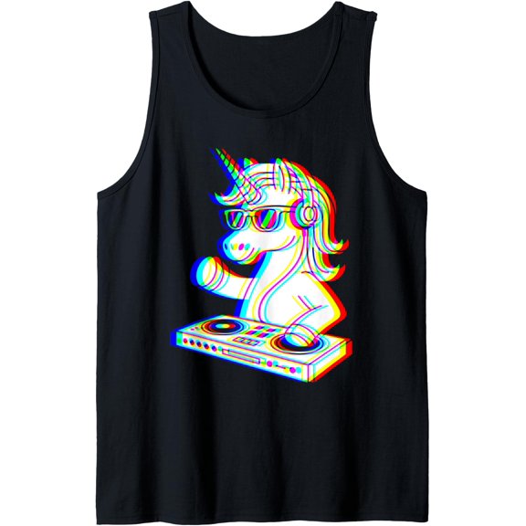 Vaporwave Unicorn Dj Rave Techno Edm Music Concert Party Tank Top Size S-3XL
