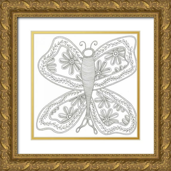 Varacek, Pam 12x12 Gold Ornate Wood Framed with Double Matting Museum Art Print Titled - Herbal Butterfly