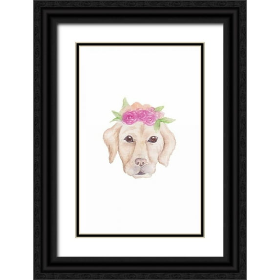 Varacek, Pam 22x32 Black Ornate Wood Framed with Double Matting Museum Art Print Titled - Petunia Pup
