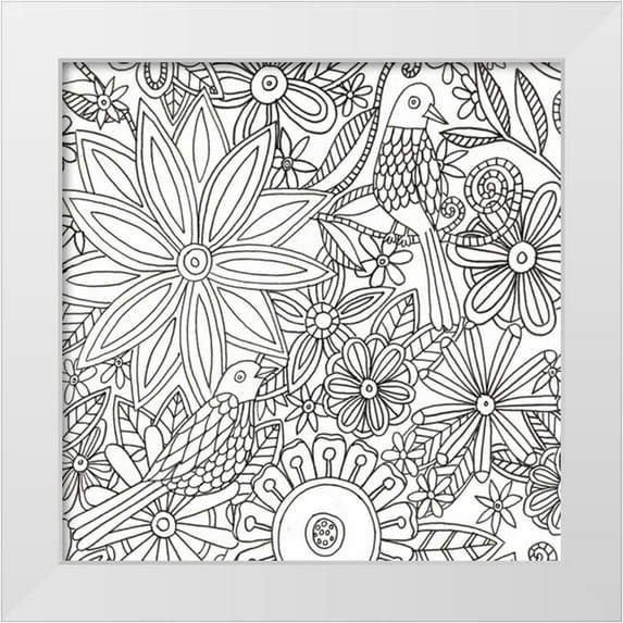 Varacek, Pam 26x26 White Modern Wood Framed Museum Art Print Titled - Floral Birds