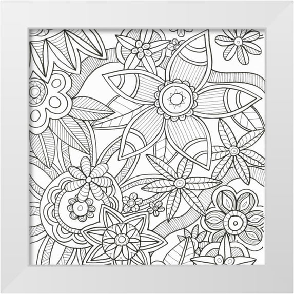 Varacek, Pam 26x26 White Modern Wood Framed Museum Art Print Titled - Intricate Flowers