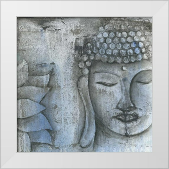 Varacek, Pamela 26x26 White Modern Wood Framed Museum Art Print Titled - Stone Buddha