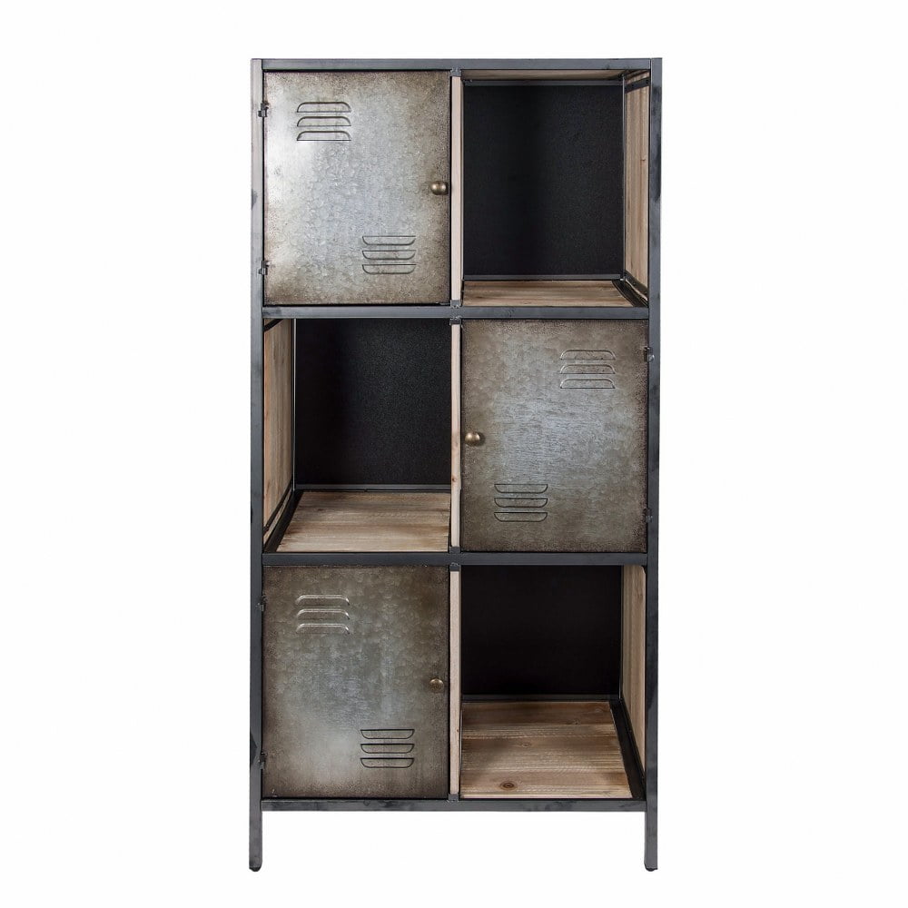 Adjustable Black Wood Cube Locker Bookcase 54.5" Height