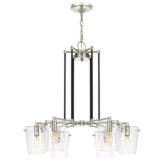 Varaluz Arlo 6-Lt Chandelier - Black/Polished Nickel