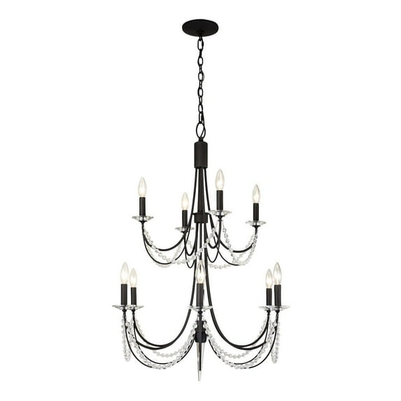 Varaluz Brentwood 10-Lt 2-Tier Chandelier - Carbon Black