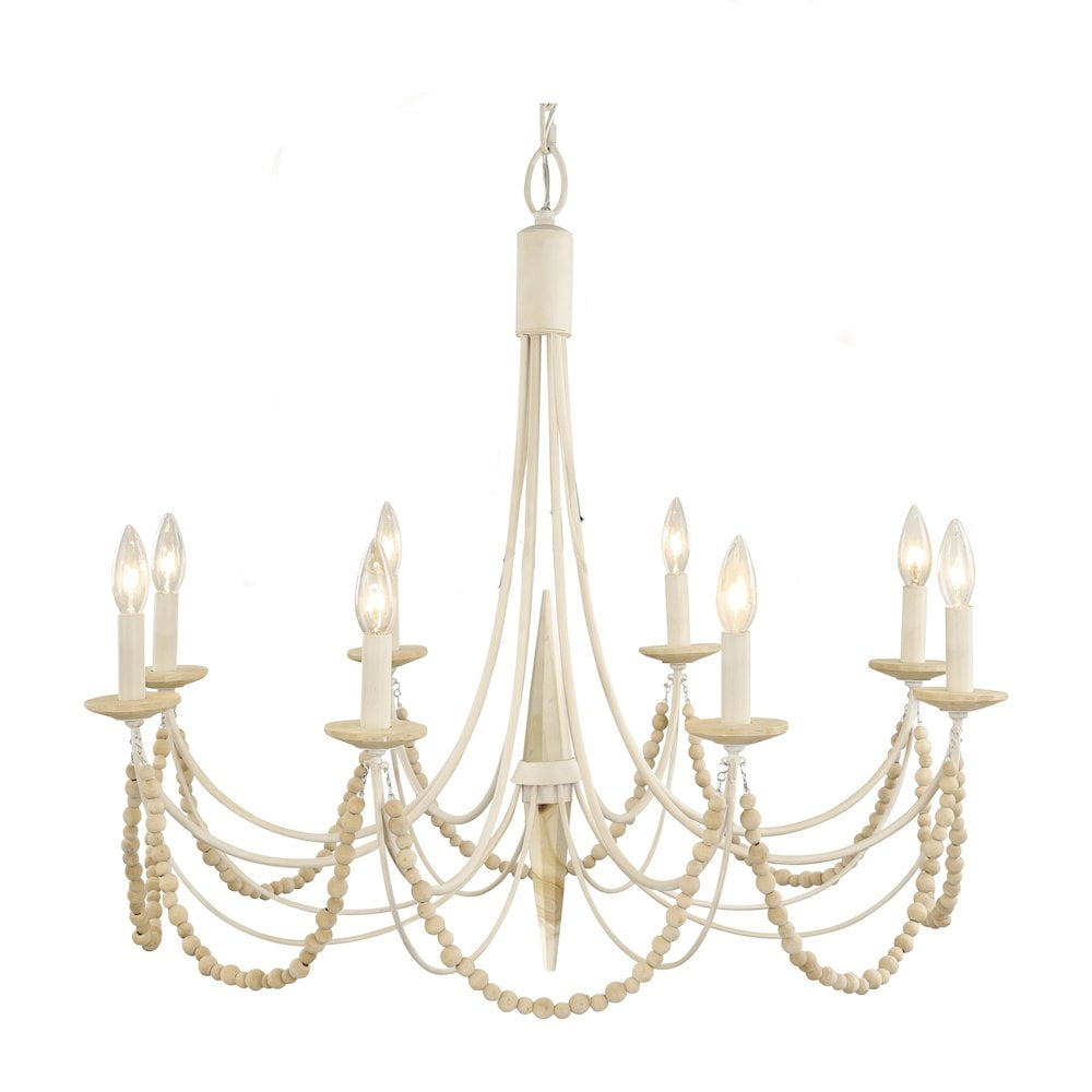 Brentwood Coastal White 29" Crystal Chandelier with Candle-Like Warmth
