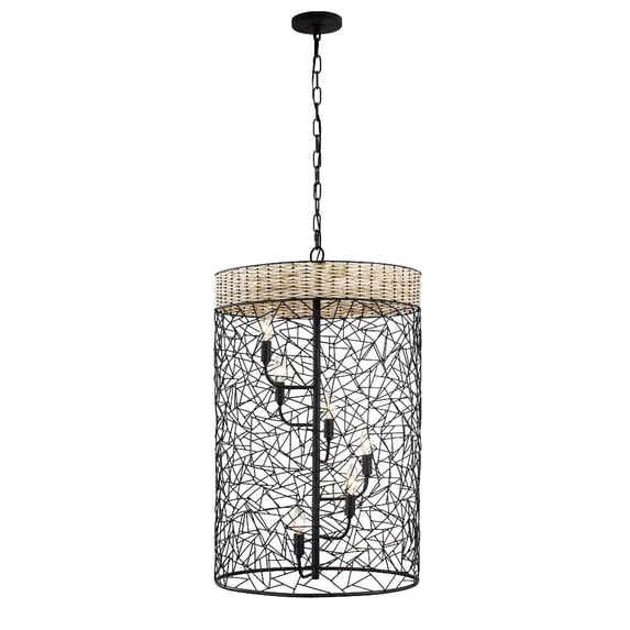 362F06BL-Varaluz Lighting-Cayman - 6 Light Foyer In Coastal Style-33.5 Inches Tall and 20 Inches Wide-Black Finish -Traditional Installation