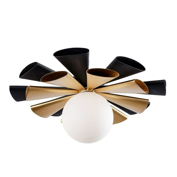 Varaluz Daphne 1-Lt Convertible Flush Mount/Sconce - Matte Black/French Gold