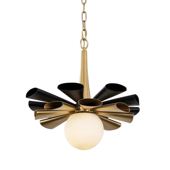 Varaluz Daphne 1-Lt Medium Pendant - Matte Black/French Gold