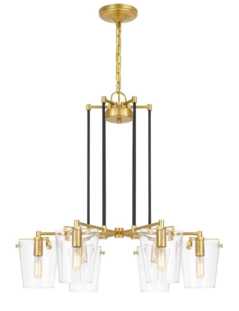 Arlo 6-Light Sputnik Chandelier with Clear Glass Shades in Brass