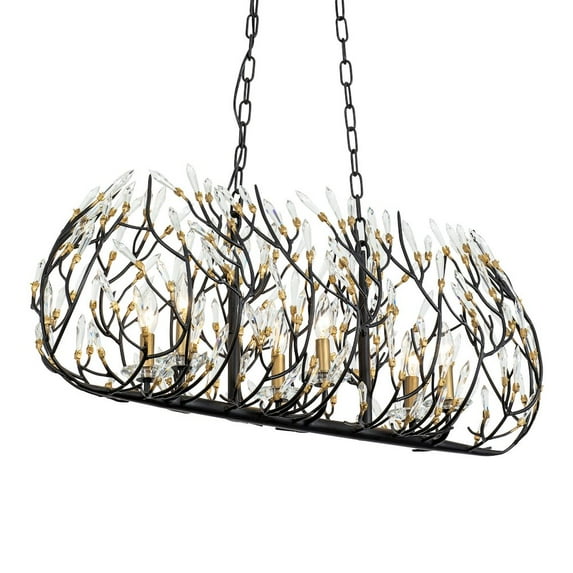 Varaluz Bask 6-Lt Crystal Linear Pendant - Matte Black/French Gold