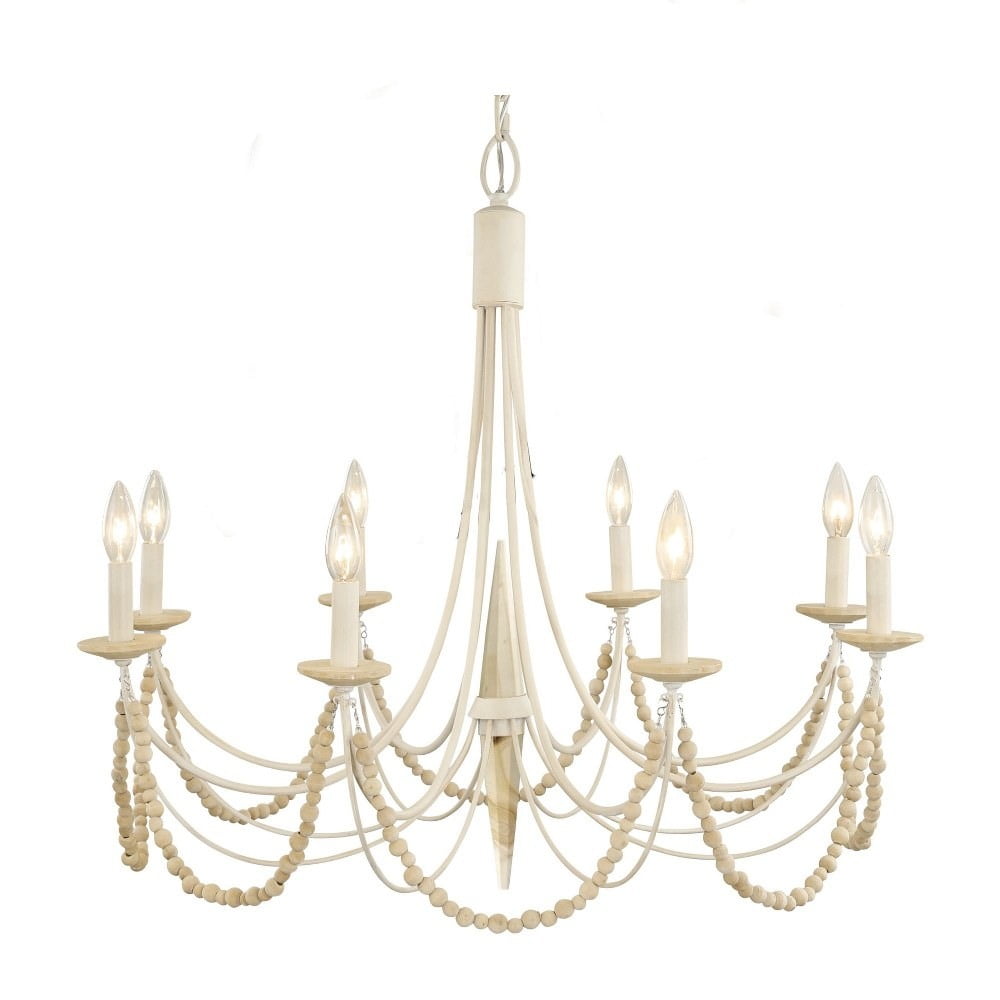 Brentwood Coastal White 29" Crystal Chandelier with Candle-Like Warmth