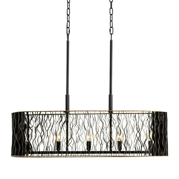 Varaluz Estela 5-Lt Linear Pendant - Matte Black/French Gold