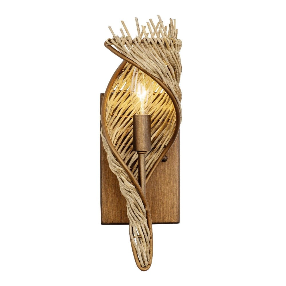 Flow Bronze 13" Dimmable Wall Sconce with Natural Rattan Wrap