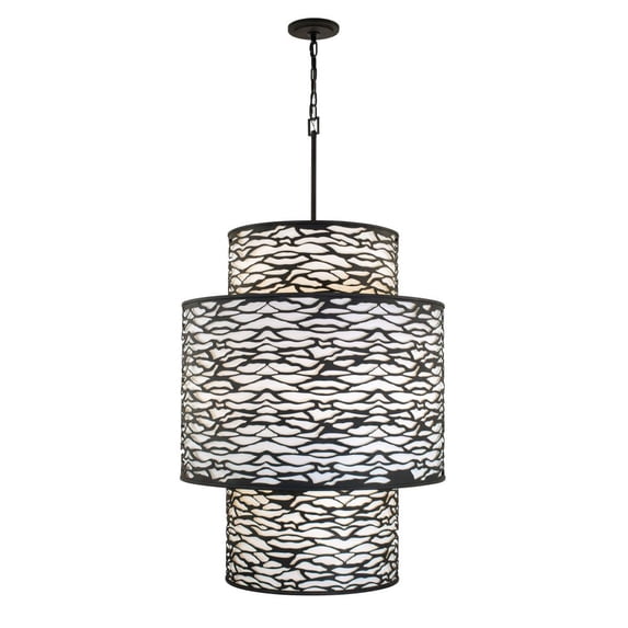 348F16CB Varaluz Lighting Kato 16-Light Chandelier in Second Nature Style 42.5 Inches Tall and 32 Wide-Carbon Finish