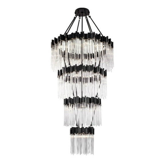 309C30MBFG-Varaluz Lighting-Matrix - 30 Light 4-Tier Chandelier In Glam Style-95 Inches Tall and 40 Inches Wide-Matte Black/French Gold Finish