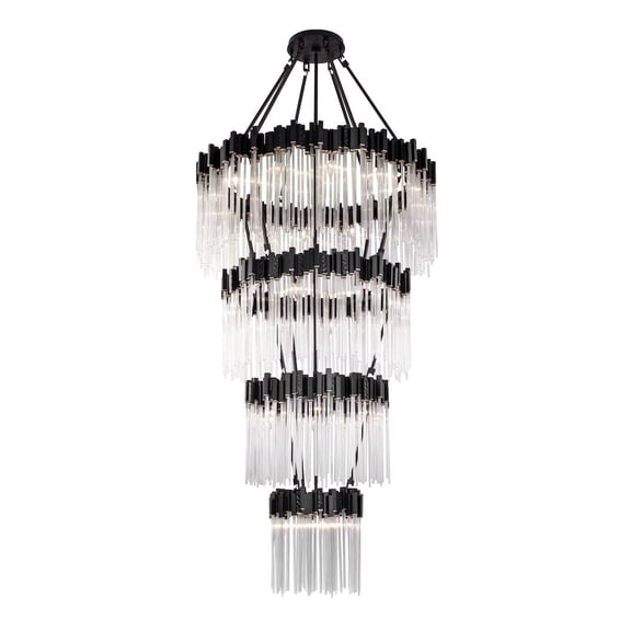 Varaluz Matrix 30-Lt 4-Tier Chandelier - Matte Black/French Gold