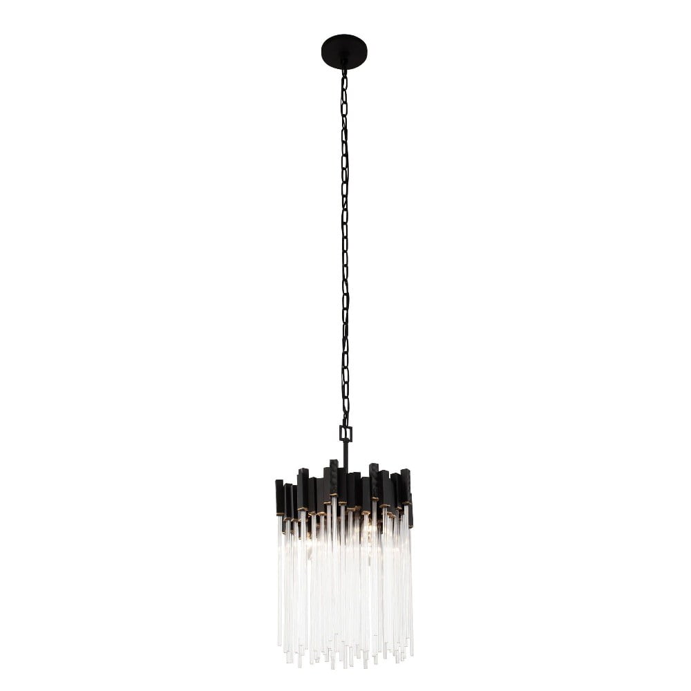 Matrix Matte Black and French Gold Glass Pendant Light