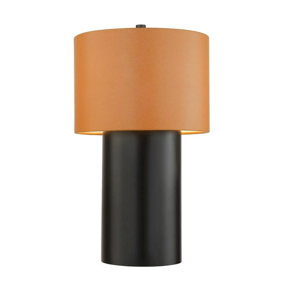 Varaluz Secret Agent 1-Lt Table Lamp - Black/Camel Leather